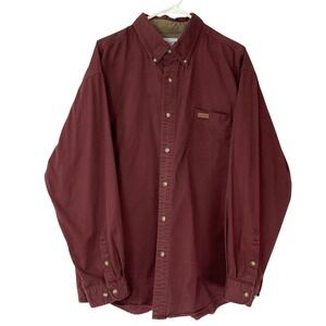 Carhartt Burgundy Cotton Collared Button Down Shirt XL Long Sleeve Pocket